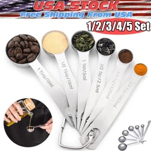Stainless Measuring Steel 18/8 Spoons Set Cups and quality-01Piece Heavy Duty - Picture 1 of 11