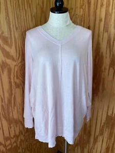Top Pullover Soft Surroundings Elástico Manga Larga Cuello en V Bolsillos Tejido Rosa Talla L - Imagen 1 de 10