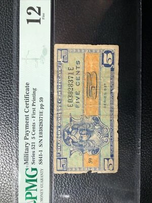 Rare To Find Military Payment Certificate Series 521 5 Cents First Printing - Image 1 of 4