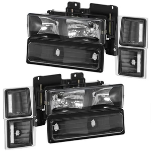 Par de montaje de faros para Chevy Silverado 1994-1998 negro carcasa faros - Imagen 1 de 9