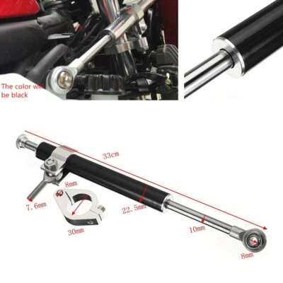 Amortiguador de dirección de aluminio negro 330 mm estabilizador de ajuste para motocicleta moto de cross Foto 1 de 4