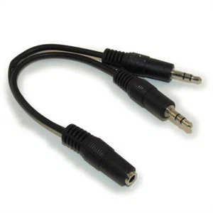 6 inch 3.5mm Mini-Stereo TRS Female to Two Male Speaker Adapter/Splitter - Picture 1 of 2