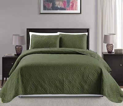 Mk Collection Full/Queen Size Over Size 100"x106" 3pc Diamond Bedspread Bed-C... - Image 1 of 2