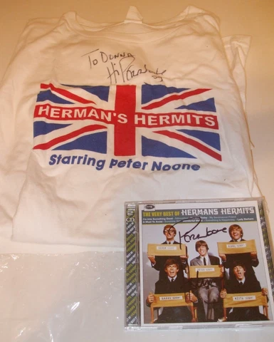 HERMAN'S HERMITS, SIGNED TEE SHIRT WITH CD Cover