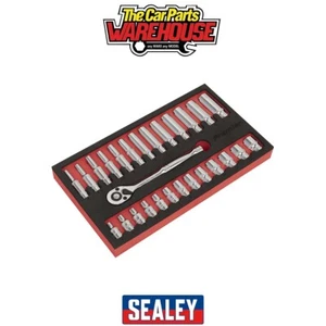 Sealey AK66721 Premier Ratchet Wrench & Socket Set 1/4"Sq Drive 27pc - Picture 1 of 5