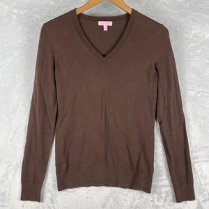 Maglione donna Lilly Pulitzer piccolo manica lunga leggero scollo a V marrone - Foto 1 di 7