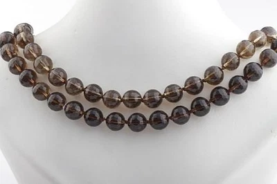 Schöne Doppel-Rauchtopaskette Länge 26cm Verschluss vergoldet   - Bild 1 von 4