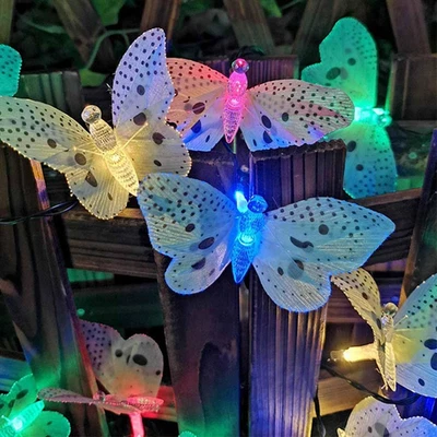 Butterfly Solar String Lights Outdoor 20 16.5 FT LED Waterpoof LED Solar Butterf - Image 1 of 4