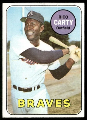 Rico Carty 1969 Topps #590 Atlanta Braves pliegue de cera en muy buen estado Foto 1 de 2