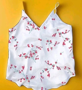 Cute Express Tank Top Cami Sz S V-Neck Floral White Cherry Blossom Spring Summer - Picture 1 of 7