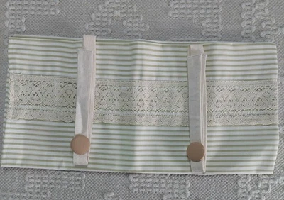 全新!! 条纹花边绑带绿色和奶油色价! 42英寸X18英寸(E91) — 第 1/4 张图片