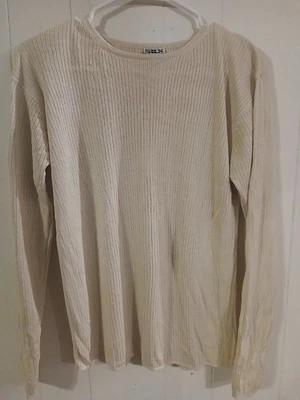 Suéter ligero 100 % seda beige cuello falso para mujer talla mediana vintage de lujo Foto 1 de 4