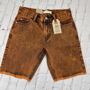 NWT Levi’s Kid Youth Size 14 511 Slim Cut Off Orange Wash Shorts - Picture 1 of 6