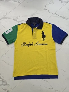 Polo Ralph Lauren Boys Shirt Size M (10–12) Yellow Green Blue Big Pony Logo - Picture 1 of 9