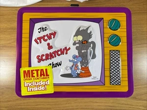 2001 The Simpsons Itchy & Scratchy TV Show Metal Tin Lunchbox w/ Thermos NECA - Picture 1 of 9