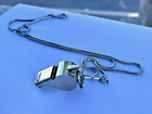 Vintage Germany Made Metal Whistle; WORKS GREAT; w/ 22" Neck Chain Included