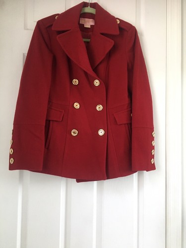 Giacca cappotto donna Michael Kors misto lana pea rosso taglia 4