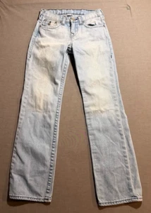 True Religion Straight Jeans Boys 10 Blue Denim Zip Flap Pocketed 26X27. - Picture 1 of 13