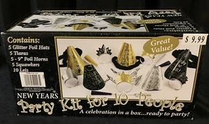 New Years GOLD/SILVER Party Kit For 10 People Hat Tiara Noise Maker Leis 30pc - Picture 1 of 3