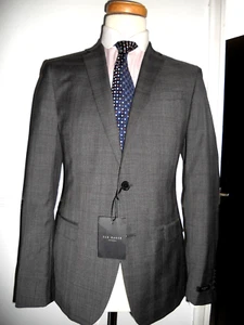Ted Baker quality fabric pwales check charcoal 2PIECE Suit Sz UK 40R"EUR 50R"w34 - Picture 1 of 12