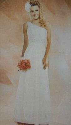 Vestido de novia Marys 14 columnas un hombro cristales blancos con cuentas nuevo con etiquetas Foto 1 de 4