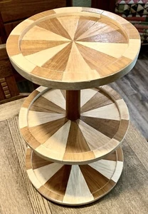 GORGEOUS HAND CRAFTED 3 TIERED ROUND DECORATIVE SERVING TRAY! LOVELY! - Picture 1 of 9