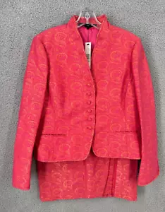 Tuta Ellen Tracy donna taglia 14 giacca e gonna taglia 12 rosa floreale nuova con etichette $726 MS - Foto 1 di 13