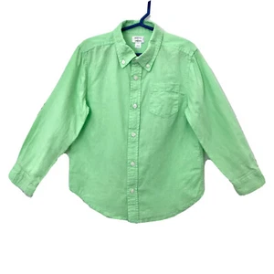 Dressed Up By Gymboree Jungen Größe 5-6 Frühlingsgrün Leinen Langarm Hemd mit Knöpfen - Bild 1 von 6