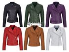 Woman's Real Leather Jacket Biker Style Fitted Diamond Shape Front Panel