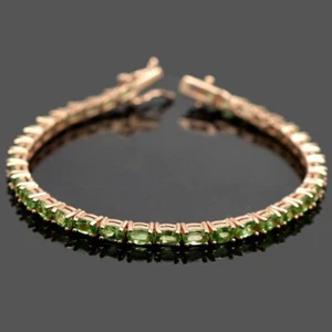 Natural Tsavorite Gemstone 925 Sterling Silver Tennis Bracelet Anniversary Gift - Picture 1 of 7