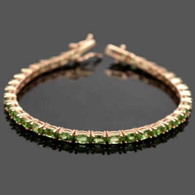 Natural Tsavorite Gemstone 925 Sterling Silver Tennis Bracelet Anniversary Gift - Image 1 of 4