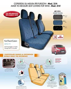 FORD TRANSIT CUSTOM (2013 ONWARDS) GREY COTTON COMPLETE SEAT COVERS 214 - Picture 1 of 1