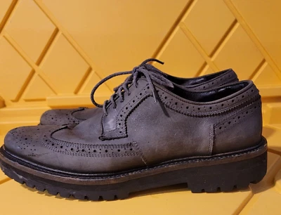 Pontas de asa masculinas AllSaints couro camurça EUA 10 (EUR 43) cinza Portugal--UAU!! - Imagem 1 de 4