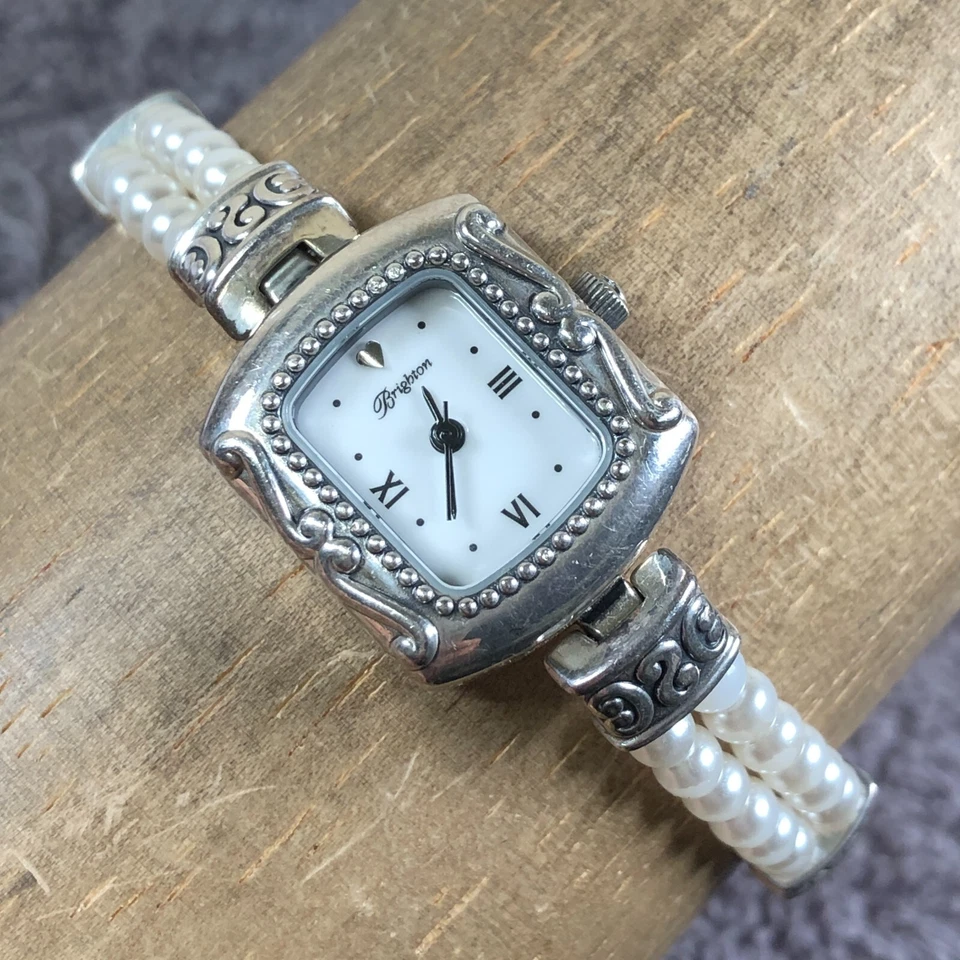 Винтажные женские кварцевые аналоговые часы Brighton роскошь браслет из искусственного жемчуга 7 1/2 дюйма - Изображение 1 из 4