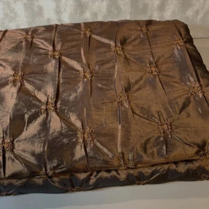 2 Brown Curtain Panels Satin Look Diamond Pattern 54”x58” (415) - Picture 1 of 8