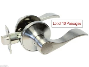 10 Passage Satin Nickel Lever Handle Door Lock closet hallway Brushed No Lock - Picture 1 of 2