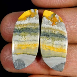 27.65Cts. Natural Bumblebee Jasper Matched Pair Fancy Cabochon Loose Gemstone - Picture 1 of 3