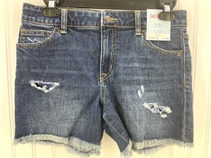 Cat & Jack Shorts Girls XL 14/16 Blue Denim Distressed Raw Hem Stretch New - Picture 1 of 5