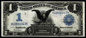 1899 1 $ großer schwarzer Adler knackig ss+/vz Silber Zertifikat! - Bild 1 von 2