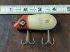 VINTAGE SHAKESPEARE SWIMMING MOUSE WOOD LURE Red White 2 7/8" Bass Plug Topwater