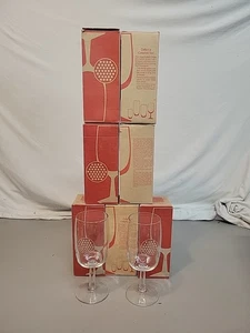 Vintage MCM Federal Glass Sheer Rim Clear Goblet Wine Glass Set of 9 - Picture 1 of 10