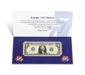 $1 Uncirculated Federal Reserve Note - Lucky 7's - Picture 1 of 3
