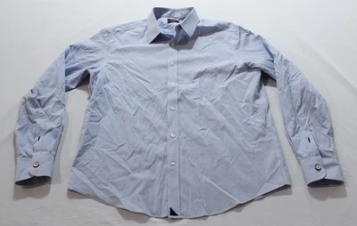 Untuckit мужской длинным рукавом хлопок пуговицы в полоску платье рубашка JW7 синий большой - Изображение 1 из 4