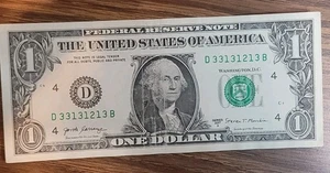 1 $ Schein TRINARY 00333440 NEAR BINARY REPEATER Fancy Serial Number One Dollar - Bild 1 von 3