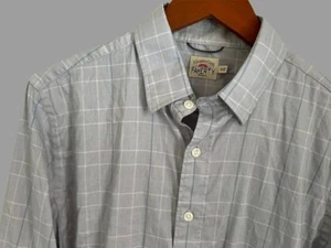 Faherty Mens Gray & White Plaid Button-Down Long Sleeve Shirt Size M Lightweight - Picture 1 of 9