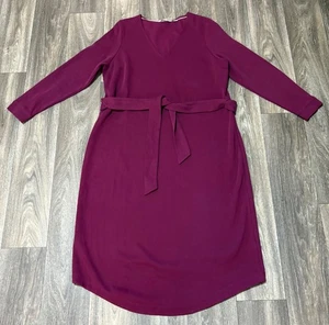 BODEN COLUMN JERSEY MIDI DRESS WOMENS PLUS SIZE 20-22L BELTED LONG SLEEVE STRETC - Picture 1 of 11