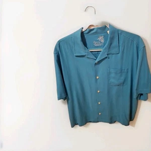 Tommy Bahama Men's L 100% Silk Original Fit Button-Up Shirt Turquoise Blue - Picture 1 of 4