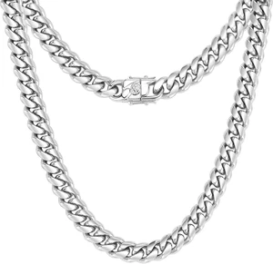 Miami Collana Catena Cubana per Uomo/Ragazzo,316L Acciaio Inox 8MM Larghezza 18/20/22/ - Foto 1 di 7