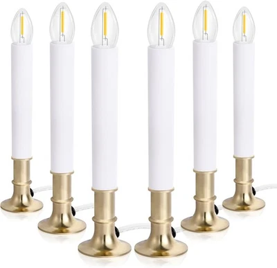 Paquete de 6 velas eléctricas de ventana de Navidad de anochecer a amanecer con irrompibles Foto 1 de 4