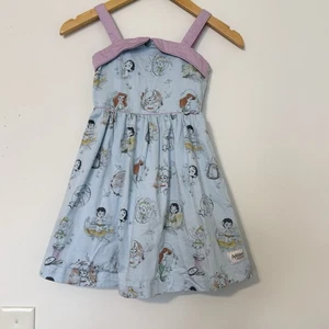 Disney Princess Animators Girls Dress Size 5/6 Blue with Pink Collar - Picture 1 of 9